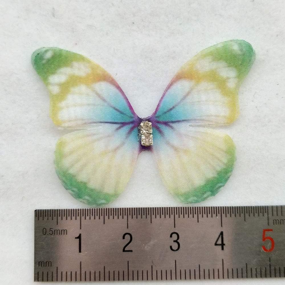 Chenkou Craft Mix Bulk 20pcs 2"(50mm) Organza Butterfly Two Layers Ribbon Flowers Bows Craft Wedding Ornament Appliques (Organza Butterfly)