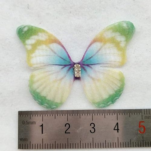 Miniatura 2 de Chenkou Craft Mix Bulk 20pcs 2"(50mm) Organza Mariposa Dos Capas Cinta Flores Lazos Artesanía Decoración De Boda Apliques (Organza Mariposa)