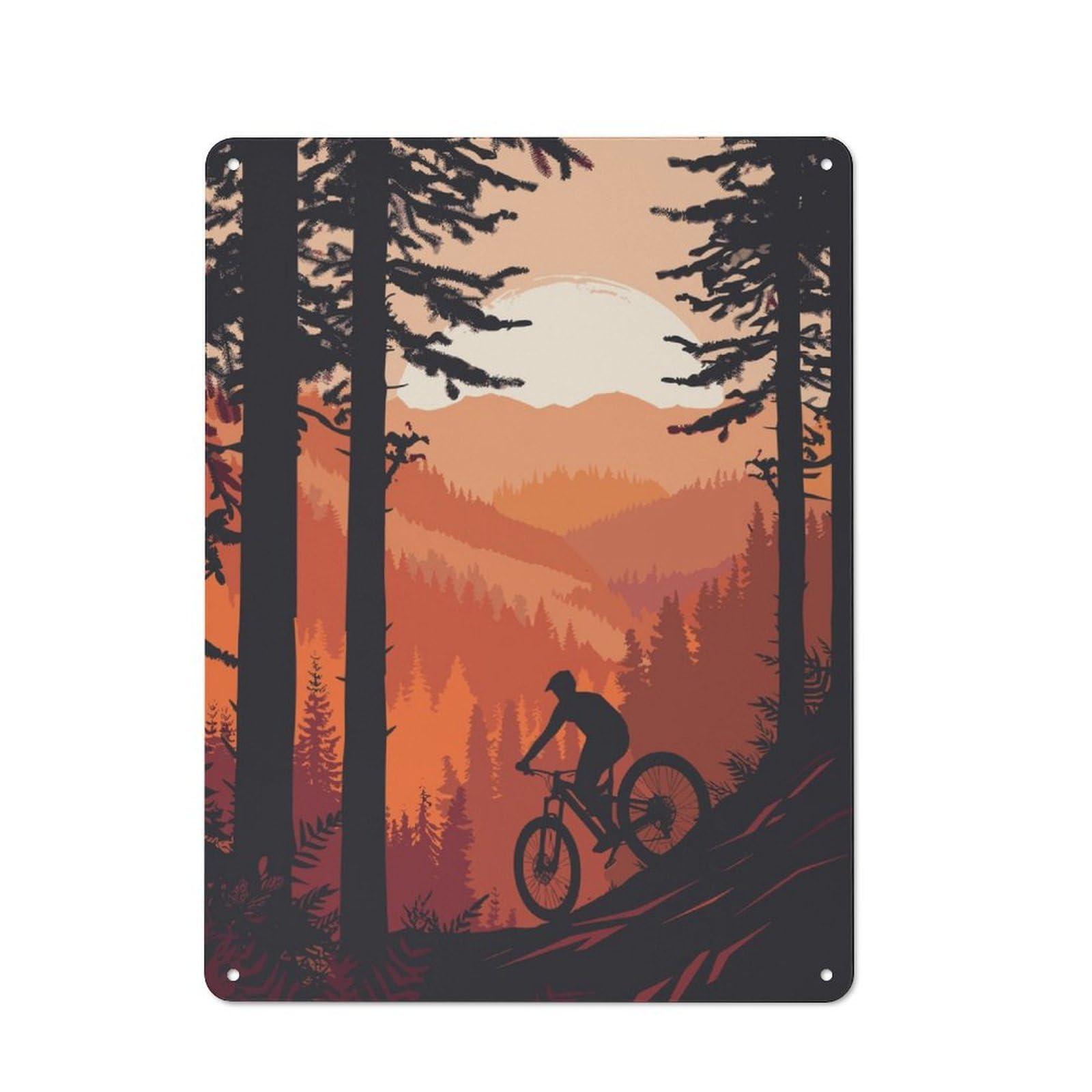 Junmoney Mountainbike Forrest Tin Wall Plaque 40X30cm With For Hobby Room Or Studio, For Metal Sign Collectors, For Kitchen And Home Bar Decor