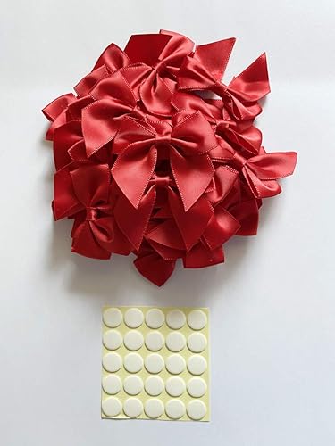 Miniatura 4 de Briefix 25 lazos de cinta de satén con almohadillas de gel adhesivas extraíbles (rojo)