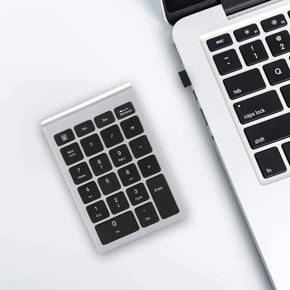Zunate Tastierino numerico senza fili, tastierino numerico a 22 tasti con ricevitore USB, tastiera portatile da 2,4 g per numeri di contabilità finanziaria, per notebook, laptop (ferro grigio)