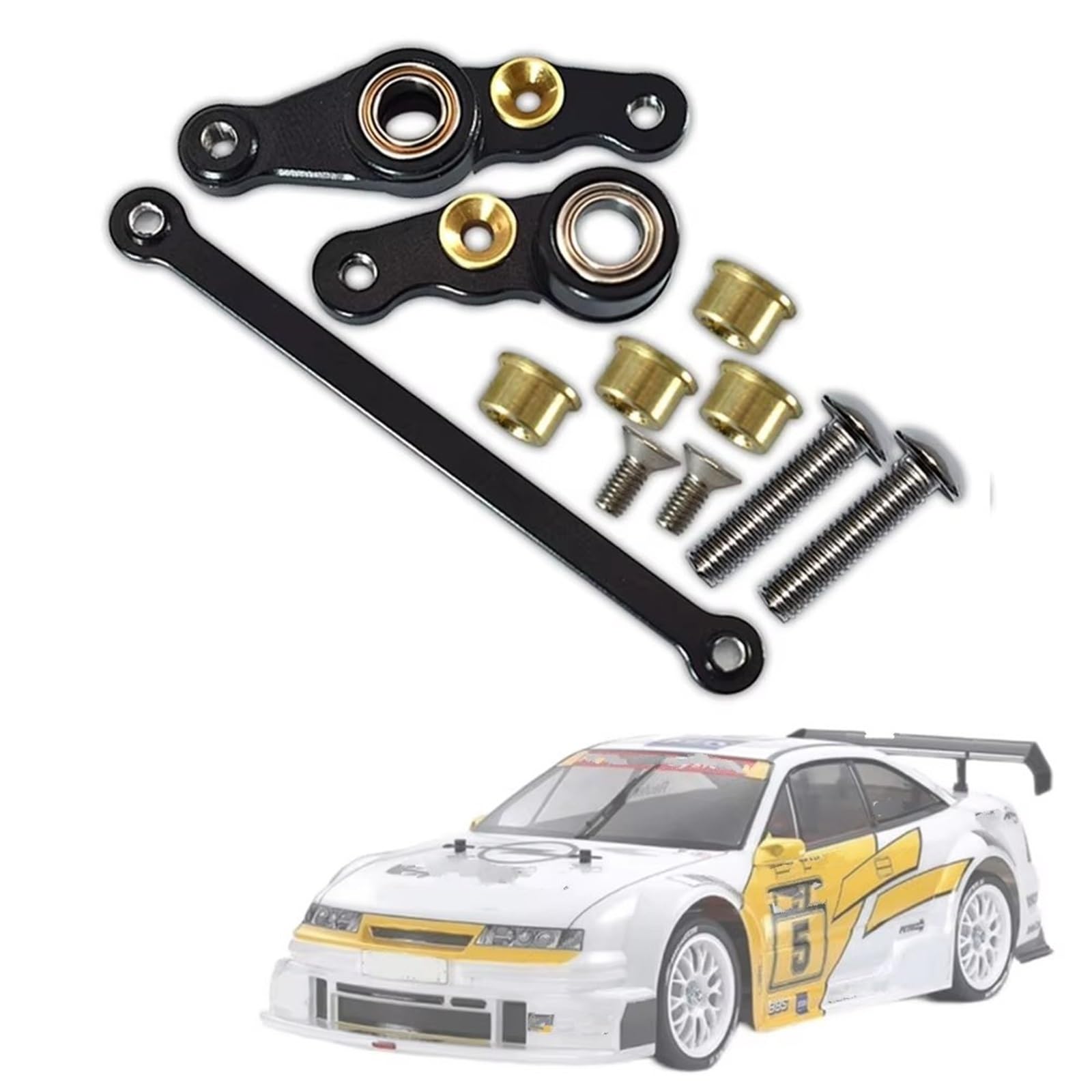 Auto RC Accessori per Tamiya per DF01 TA01 TA02 M1025 per Hummer RC Auto Aggiornamenti Parti Accessori Componenti Sterzo Metallo Gruppo