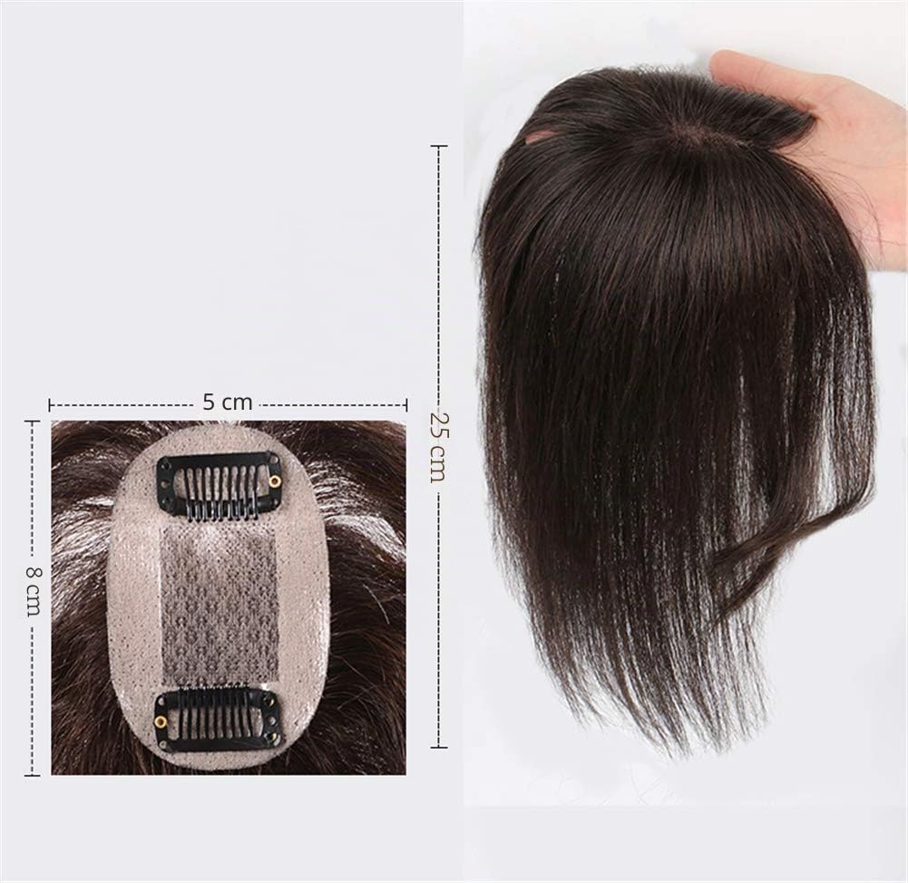 Seitenscheitel, handgebunden, 5,1 x 7,6 cm, Mono-Echthaar, Clip-In-Aufsatz für Frauen mit dünner werdendem Haar, 25,4 cm, Dunkelbraun