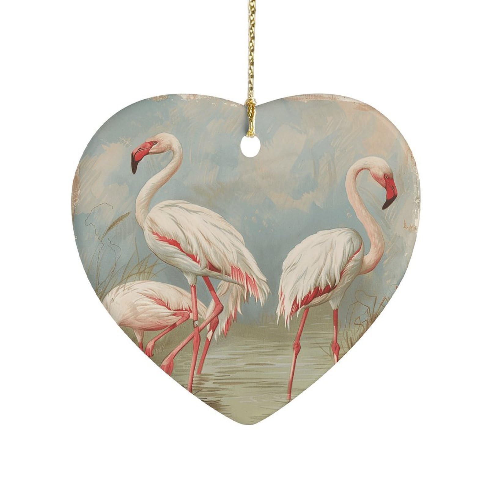 Fekiloot Style Flamingo In Water Ceramic Ornament Home Decor Keepsake