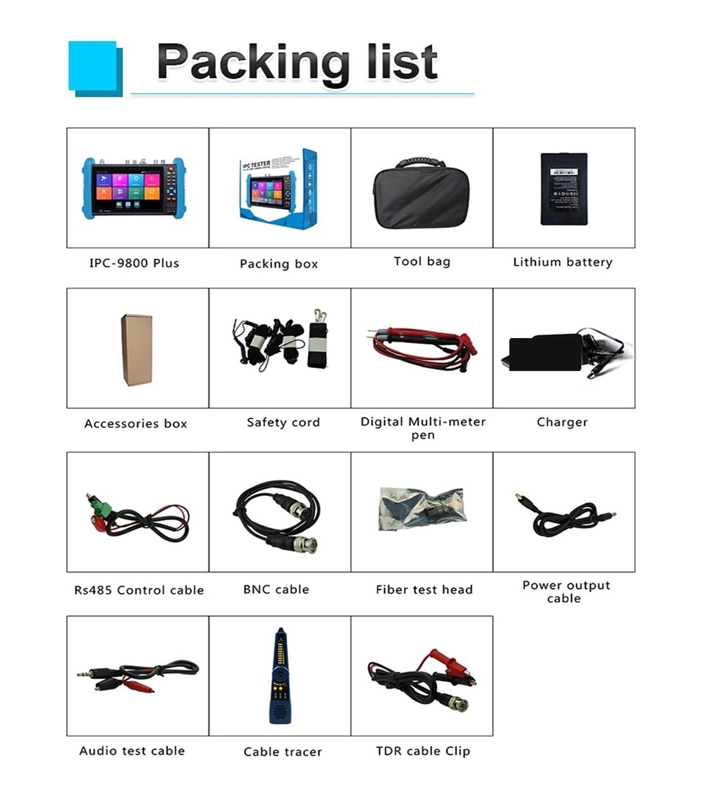 CCTV IPC Tester For Telecamere 9800ADHS Plus Telecamera 8MP AHD CVI TVI H.265 For IP PTZ For Cavi VGA Test Prova di rete(9800CMADHS Plus)