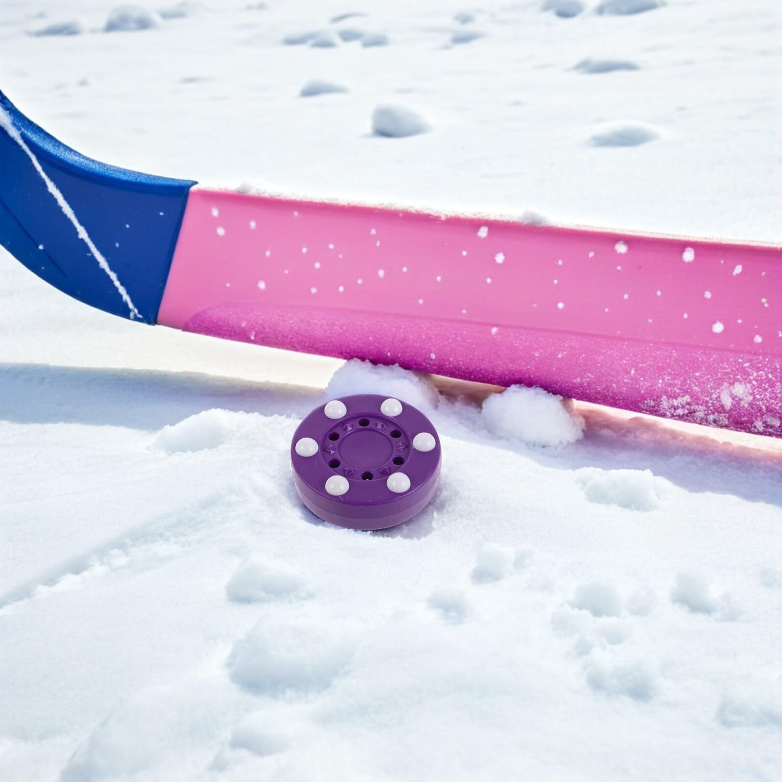 BESPORTBLE Palet de Hockey Hors Glace Pourpre 2pcs, Taille Officielle, Design Optimisé Six Billes, Léger, pour Entraînement en Garage et Compétitions