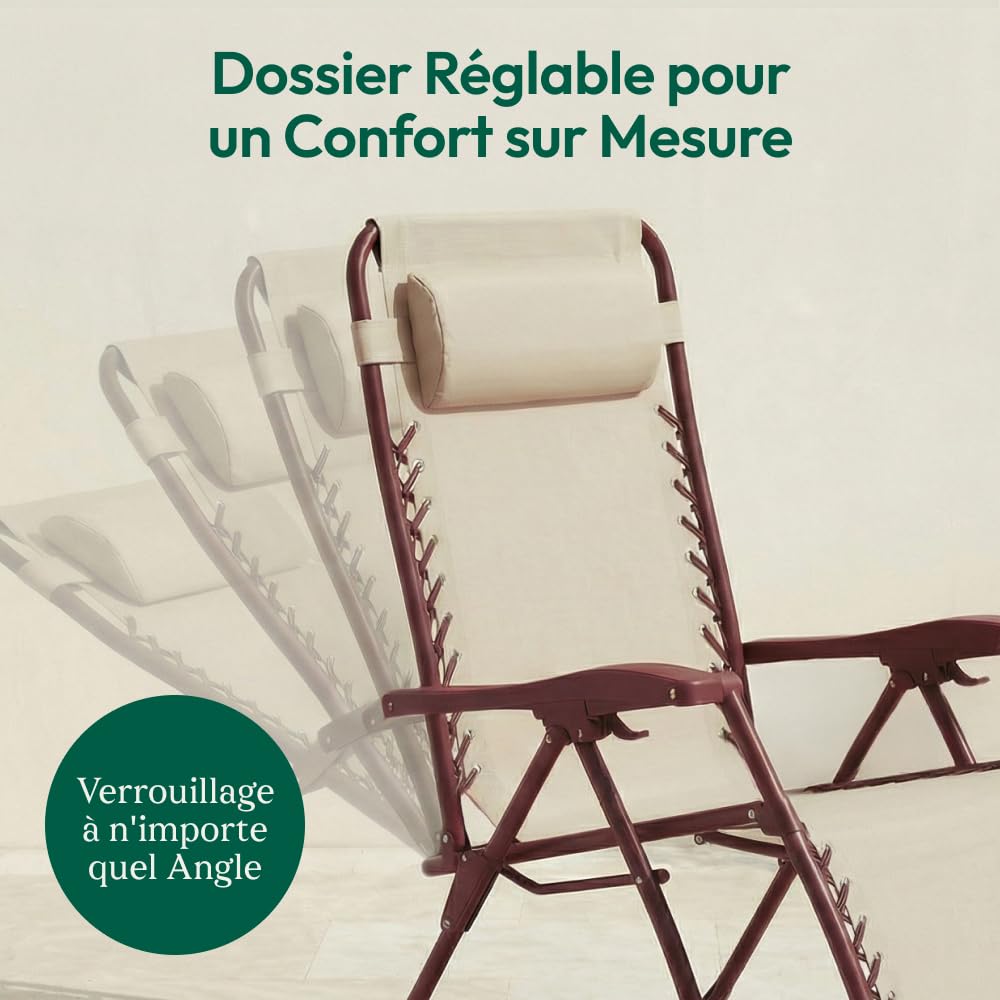 CASABEL Chaise Pliante Zéro Gravité, Terracotta