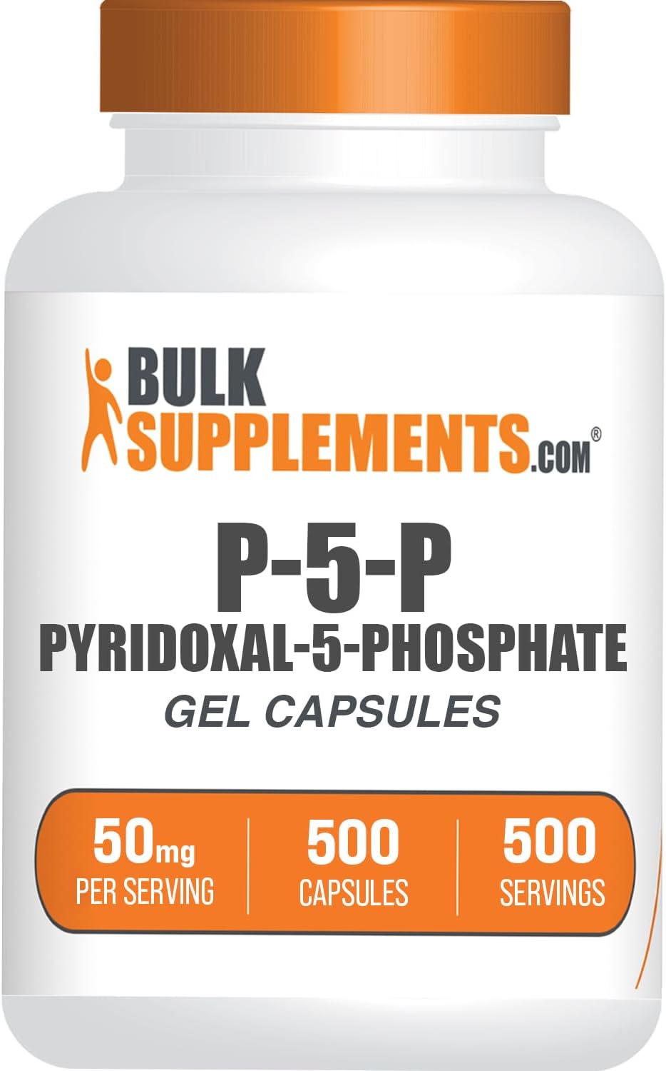 BulkSupplements.com Pyridoxal 5 Phosphate Capsules – P5P Supplement, Vitamin B6 Supplement – Essential & Gluten Free, 1 Capsule per Serving, 50mg Serving, 500 Count (Pack of 1)