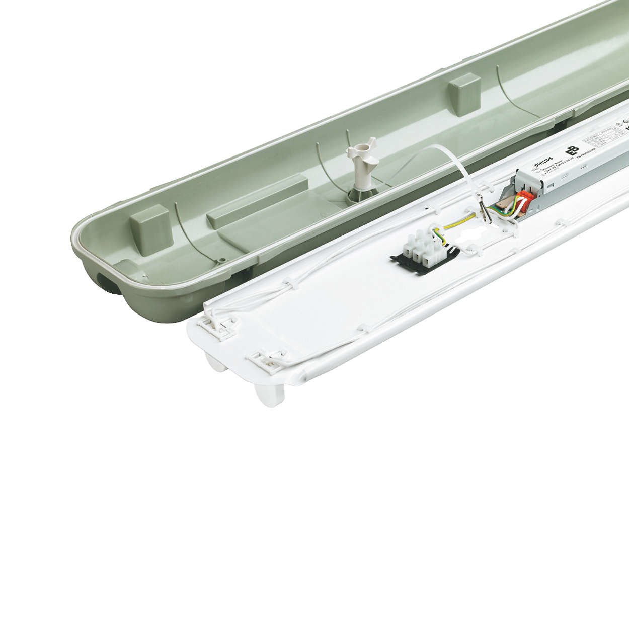 Philips Feuchtraumwannenleuchte Feuchtraum Lampe Wandleuchte Leuchtstofflampe 2 x 18 Watt EVG IP65