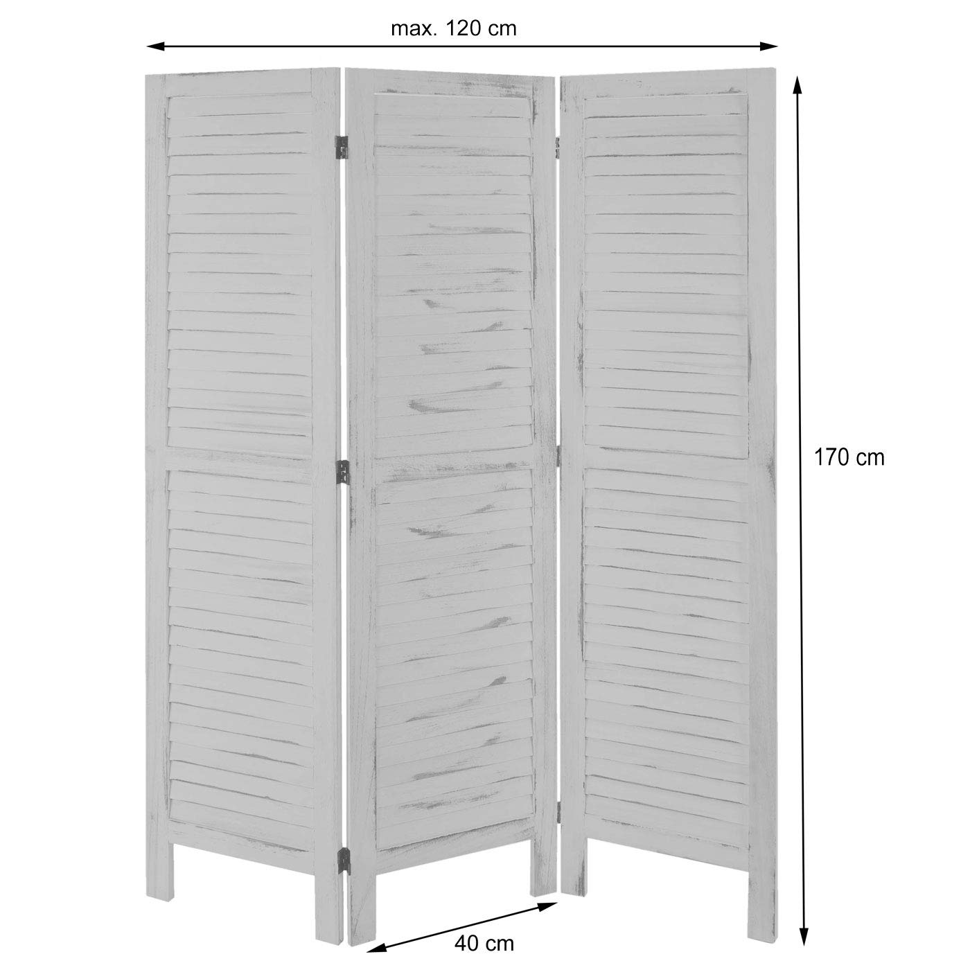 Mendler Paravent HWC-G30 Shabby-Look 170x120cm - braun