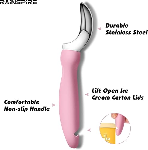 Vista 28 de Rainspire Cuchara de helado de acero inoxidable con mango cómodo, cuchara de helado resistente, pala para helado, ideal para cucharas de helado duro