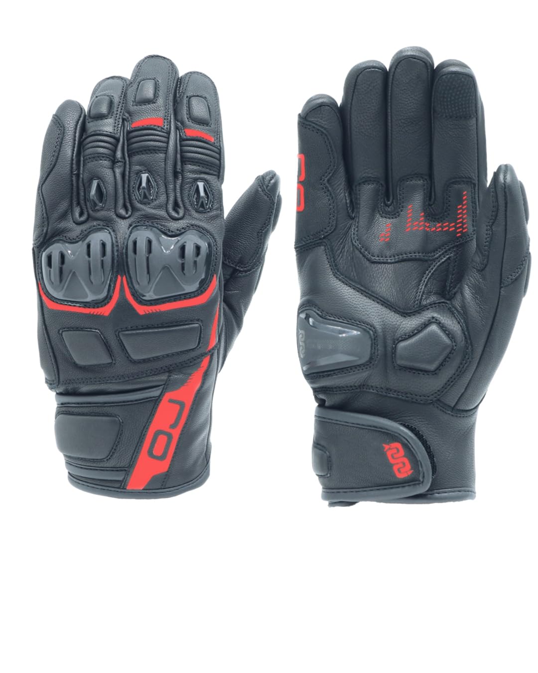 OJ Guanti da Moto BLAST, Guanto Corto in Pelle Ovina, Nocche Preformate, Inserti Termoplastici sulle Dita, Slider Palmo, Regolazione Polso
