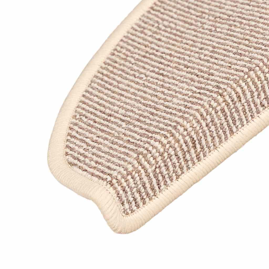 Tapis Escalier 15 Pièces 65x21x4 cm Blanc Marron Demi Rond Antidérapant PP