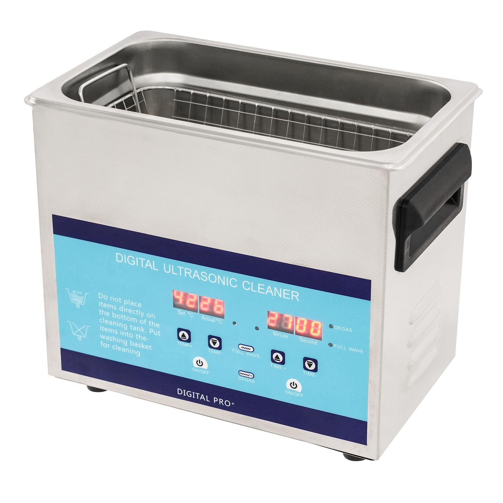 3L 40KHz Ultraschallreinigungsgerät Edelstahl Ultraschallreiniger mit Heizung, 0-80°C Einstellbare Temperatur Ultraschall-Reinigungsmaschine, Ultraschall-Reinigungsmaschine mit LED-Display