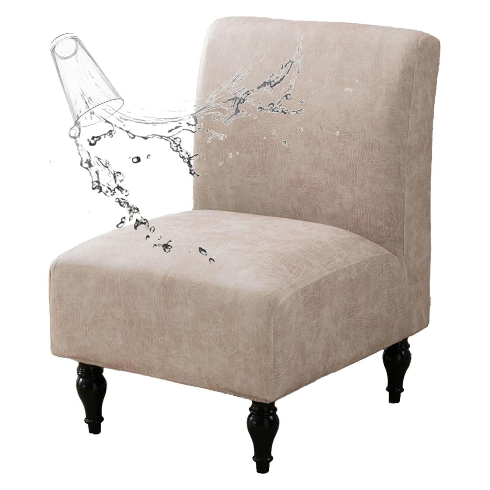 NMVAWIPT Waterproof Armless Accent Chair Slipcover - Faux Leather Slipper Cover With Elastic Bottom(21#,1pcs)