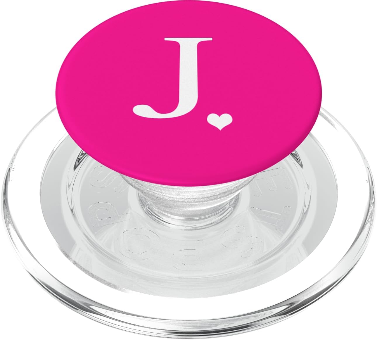 White Initial Letter J Heart Monogram on Hot Pink PopSockets PopWallet for MagSafe