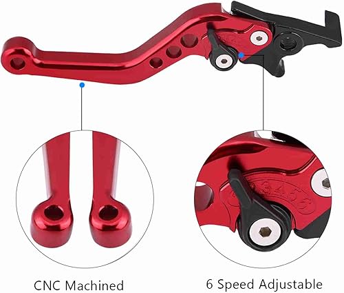 Miniatura 4 de Estink Palanca de freno de disco doble para motocicleta, 1 par de aleación de aluminio CNC modificación de scooter de motocicleta palanca de freno