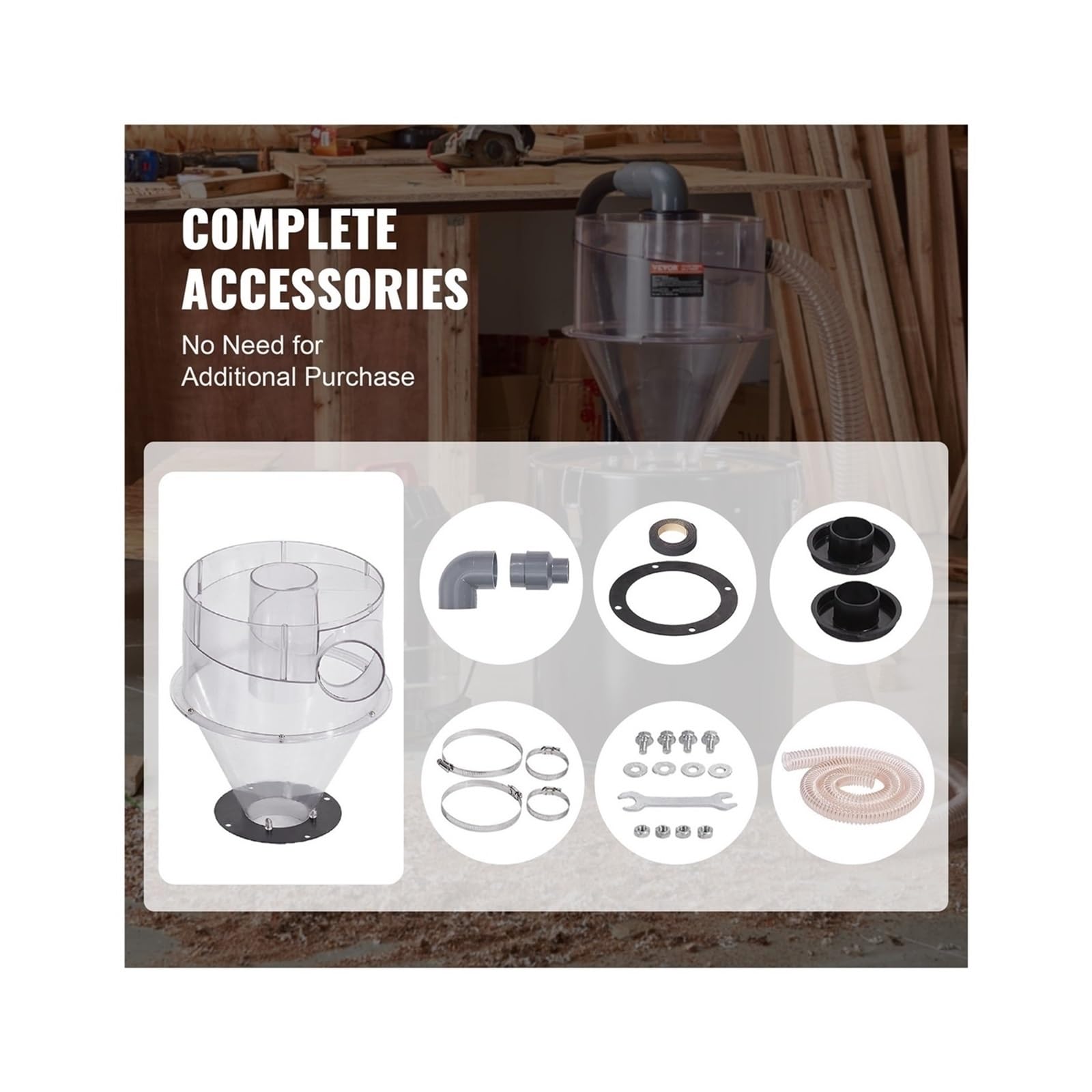 Separador Ciclónico De 4 Pulgadas, Compatible Con Accesorios Universales For Aspiradoras De Taller En Seco Y Húmedo De 5 A 10 Galones