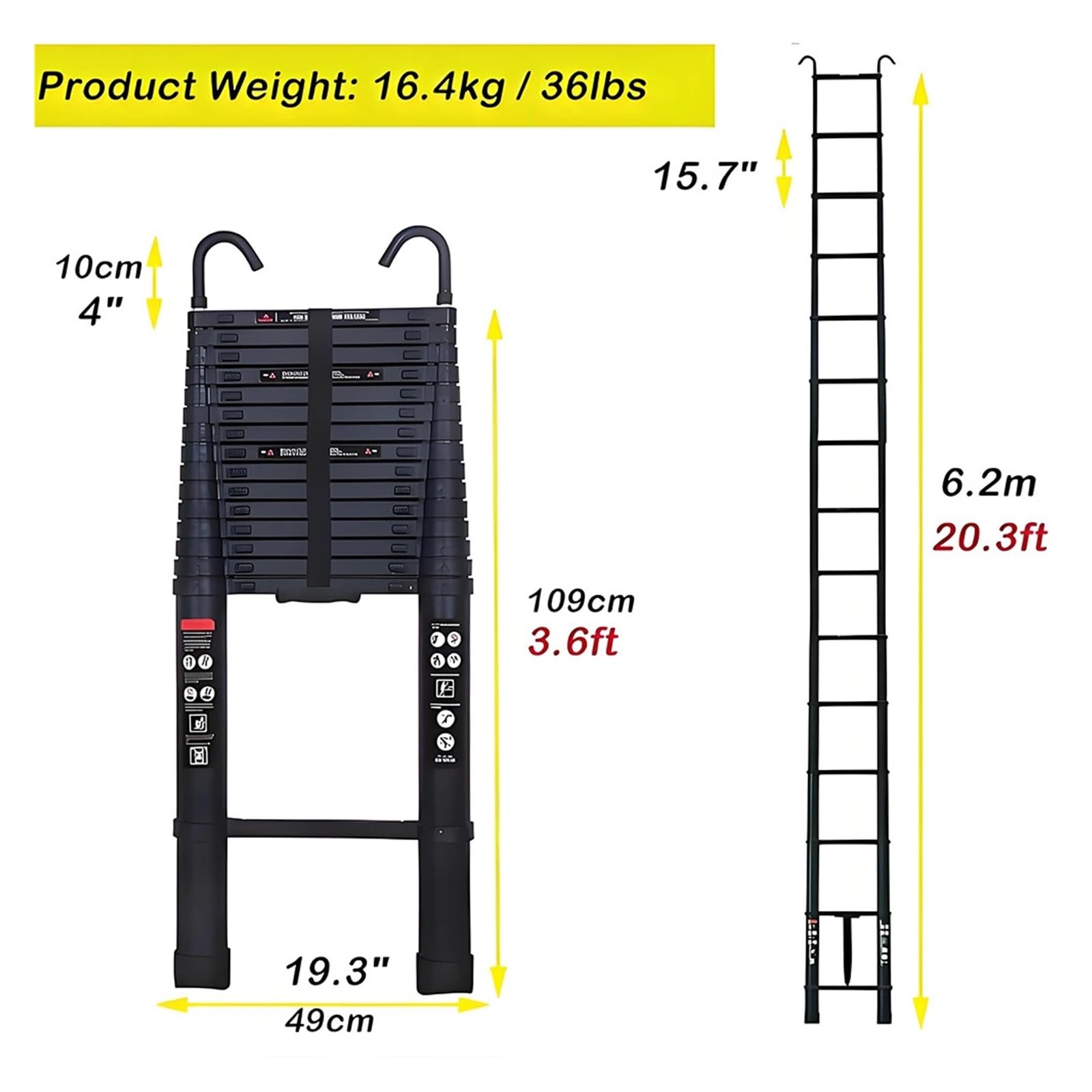 Échelle Télescopique en Aluminium De 20,3 Pieds éCurie