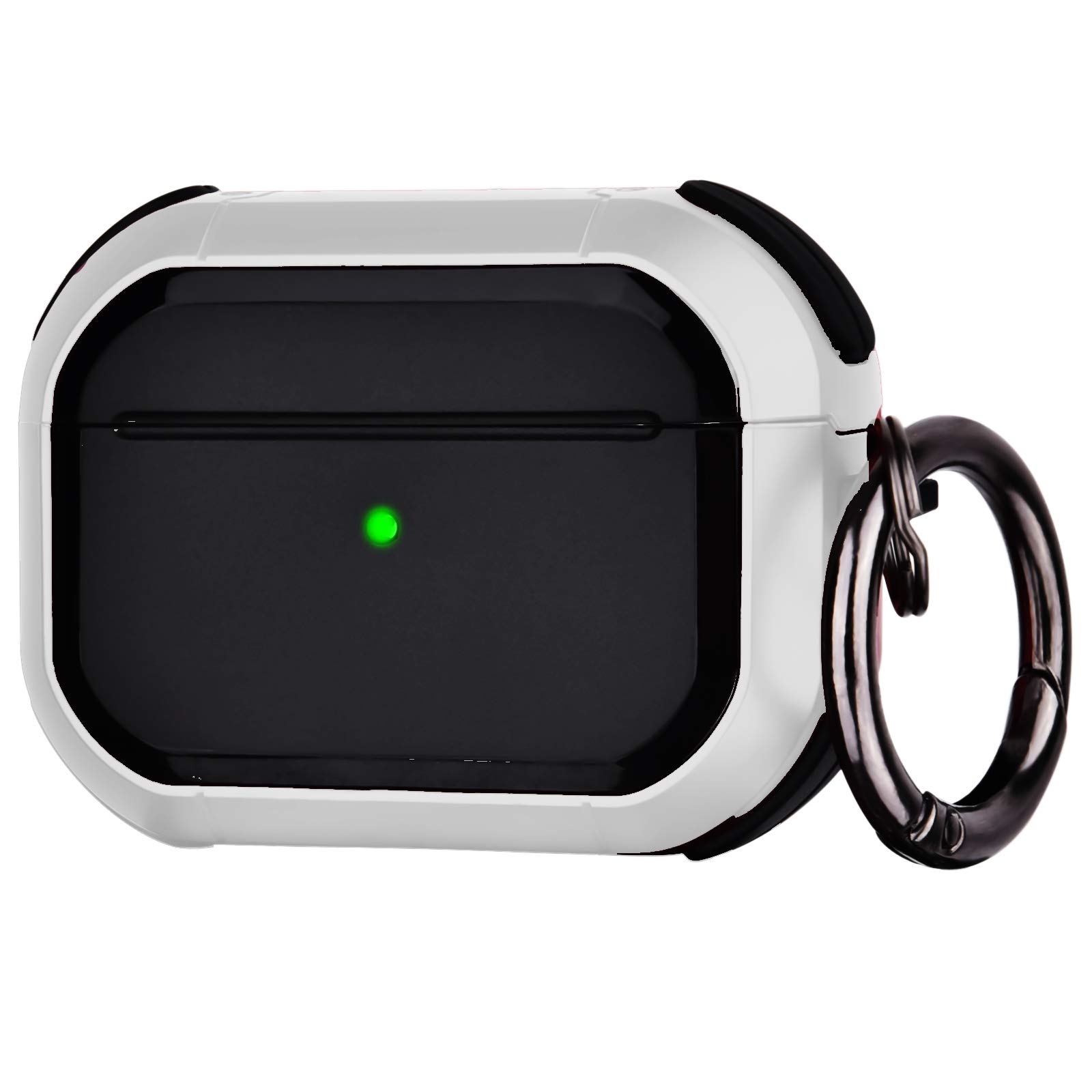 OLEBAND Case Compatible with Airpods Pro with Keychain,Full-Body Rugged Military Grade Protective Cover, Resilient Shock Absorption Design, Durable Armor Case,White