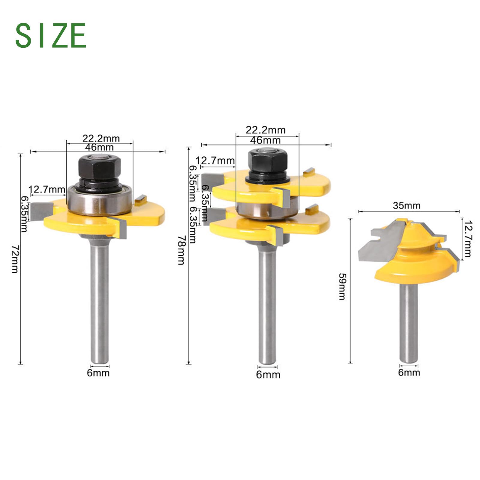Set Punte Frese per Legno, Fresa a Forma T Scanalata, Fresatrice Verticale, Fresa per Spianare, Strumenti per La Lavorazione del Legno