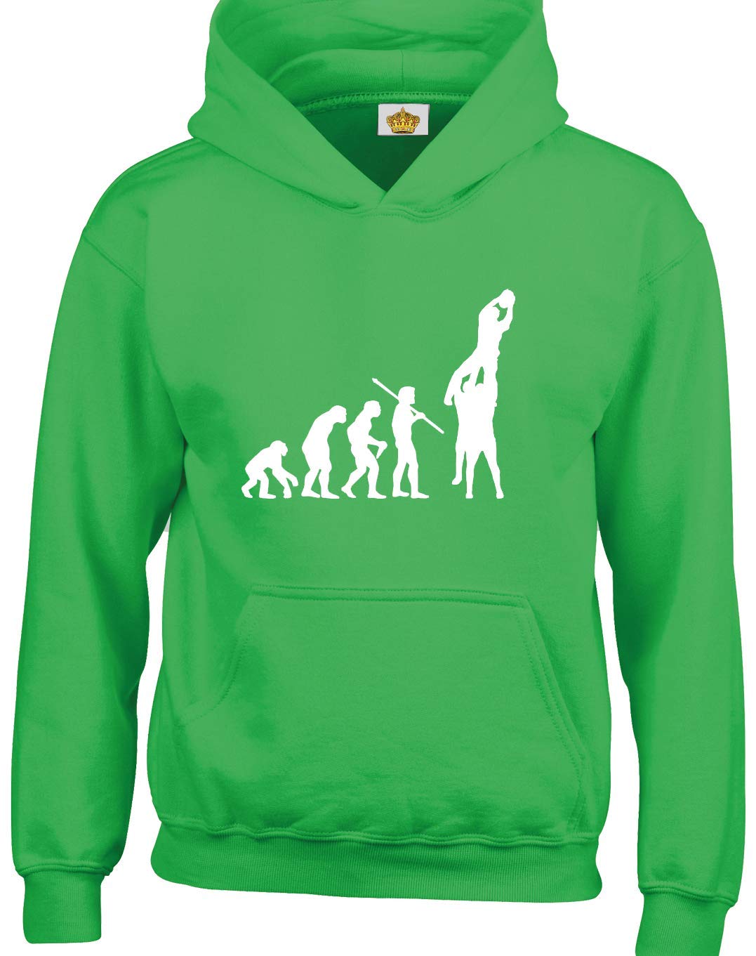 Crown Designs Men's Green Evolution Of Rugby Lineout Novelty Gift Unisex Hoodies For Wo & Teenagers (Green/X-Large)