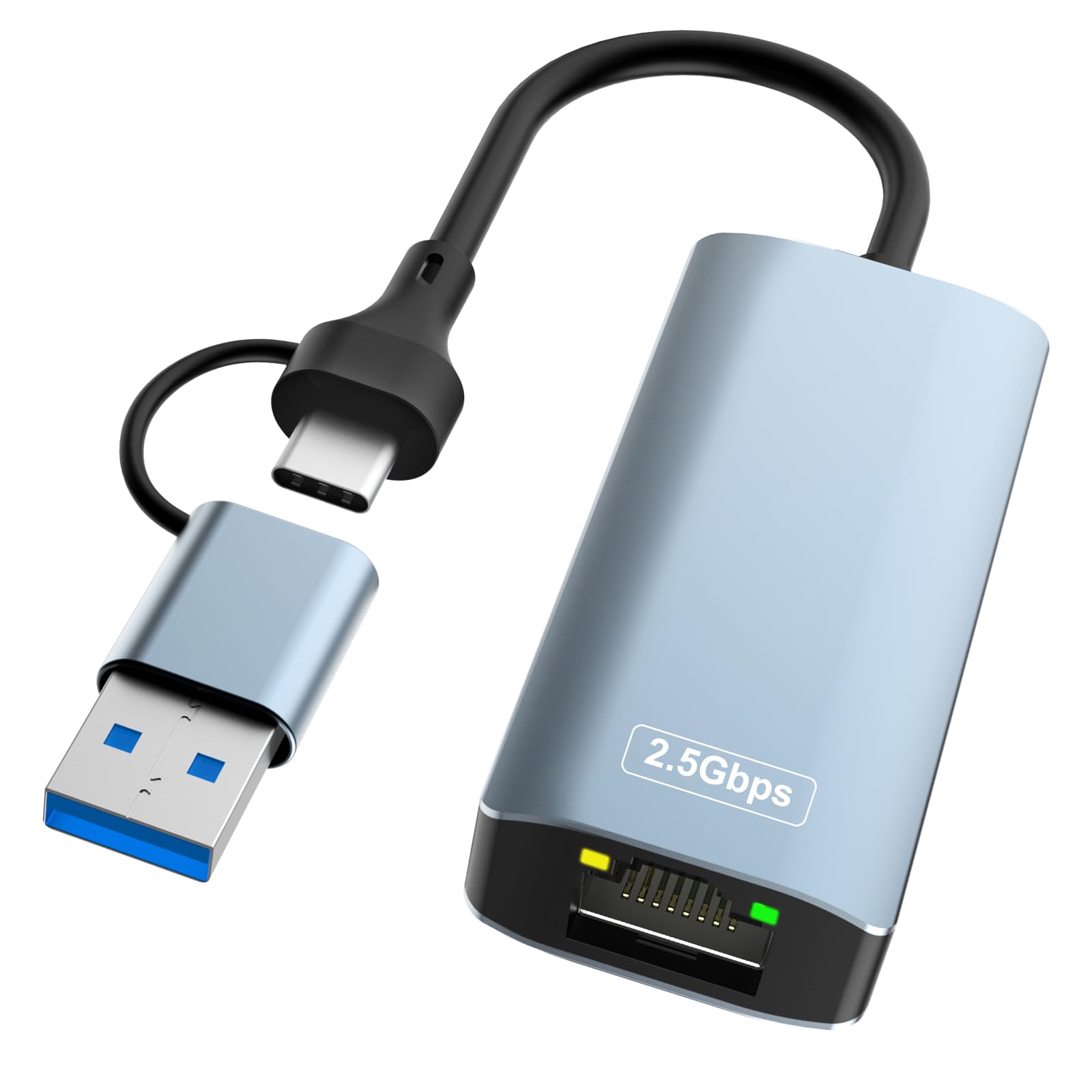 Ticenpe USB C 2.5G Ethernet Adapter, USB 3.0 auf RJ45 2500Mbps USBC LAN Adapter Kompatibel für Laptop, MacBook/Pro/Air, Surface Pro, Windows 11/10/8/7, Linux