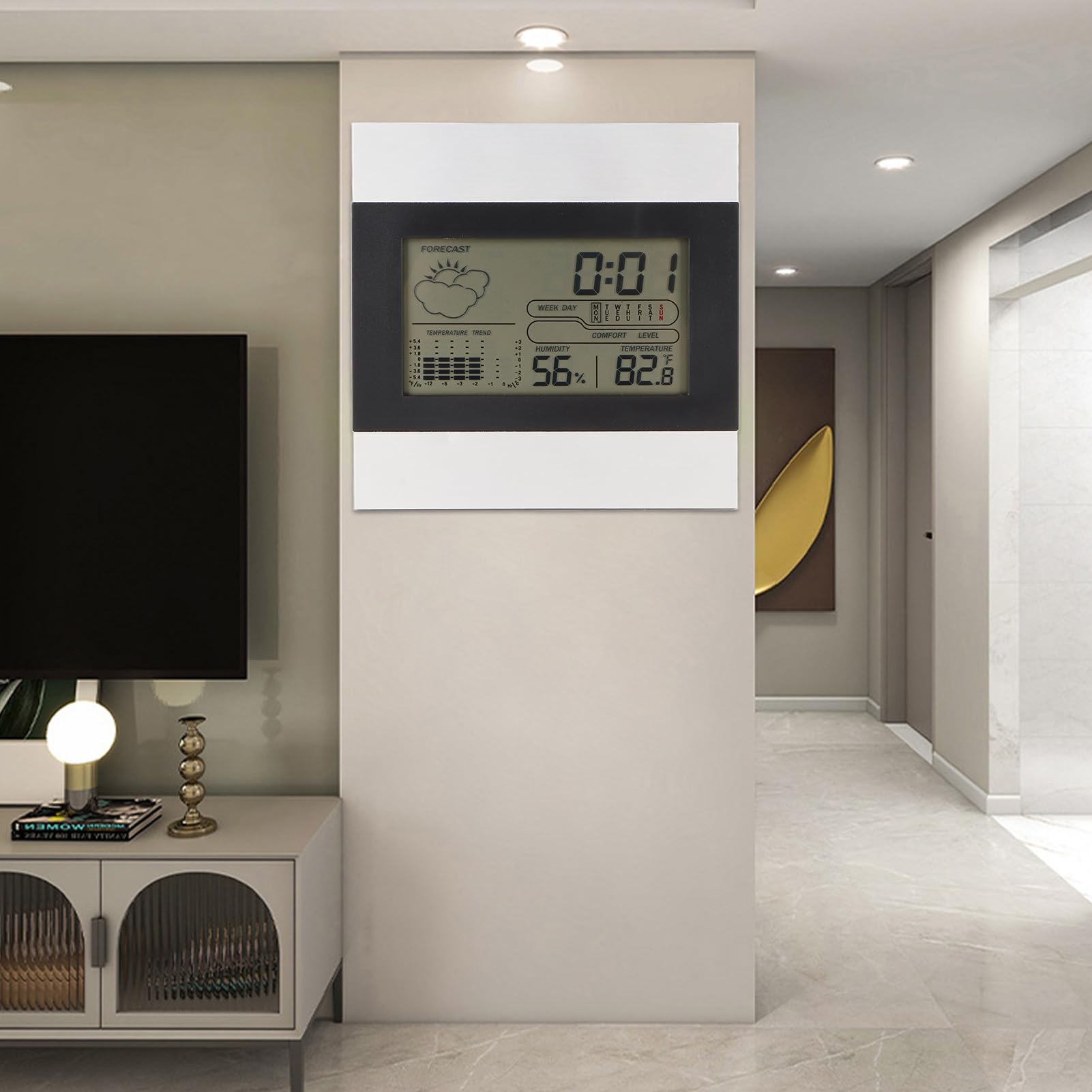 Digital Alarm Clock, Aluminum Digital Alarm Clock with Temperature and Humidity Display Digital Weather Clock Thermometer Hygrometer Weather Display for Desktop Use Wall Hanging