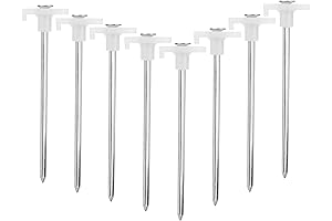 Tent Stakes, Galvanized Steel Pop Up Tent Stakes with Reflective Stopper for...