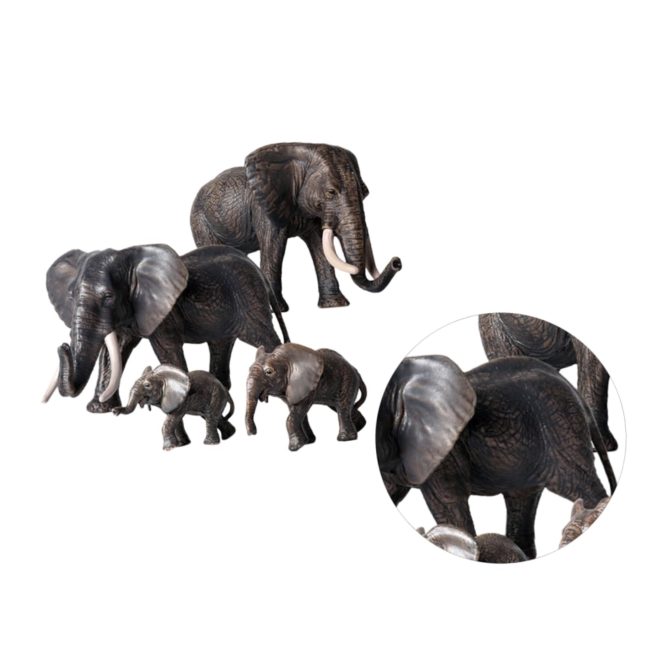 ibasenice Modelo de Elefante Familiar Negro, Juego de 4 Piezas PVC | Figura Animal de Simulación, Diseño Creativo y Realista, para Gabinete u Oficina, Colección Infantil