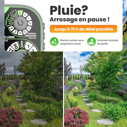 Programmateur d’arrosage automatique avec minuterie pour pelouse