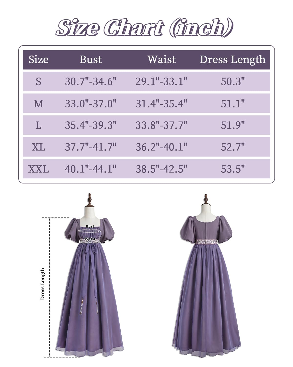 CR ROLECOS Regency Dress for Women Empire Waist Regency Era Costume Victorian Tea Party Gown Purple S, Deep Purple - Image 4