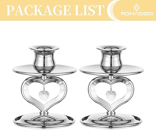 Miniatura 6 de Romadedi Portavelas plateados portavelas cónico de corazón, de metal, mesa de boda, centro de mesa, recepción y ceremonia, decoración del hogar,