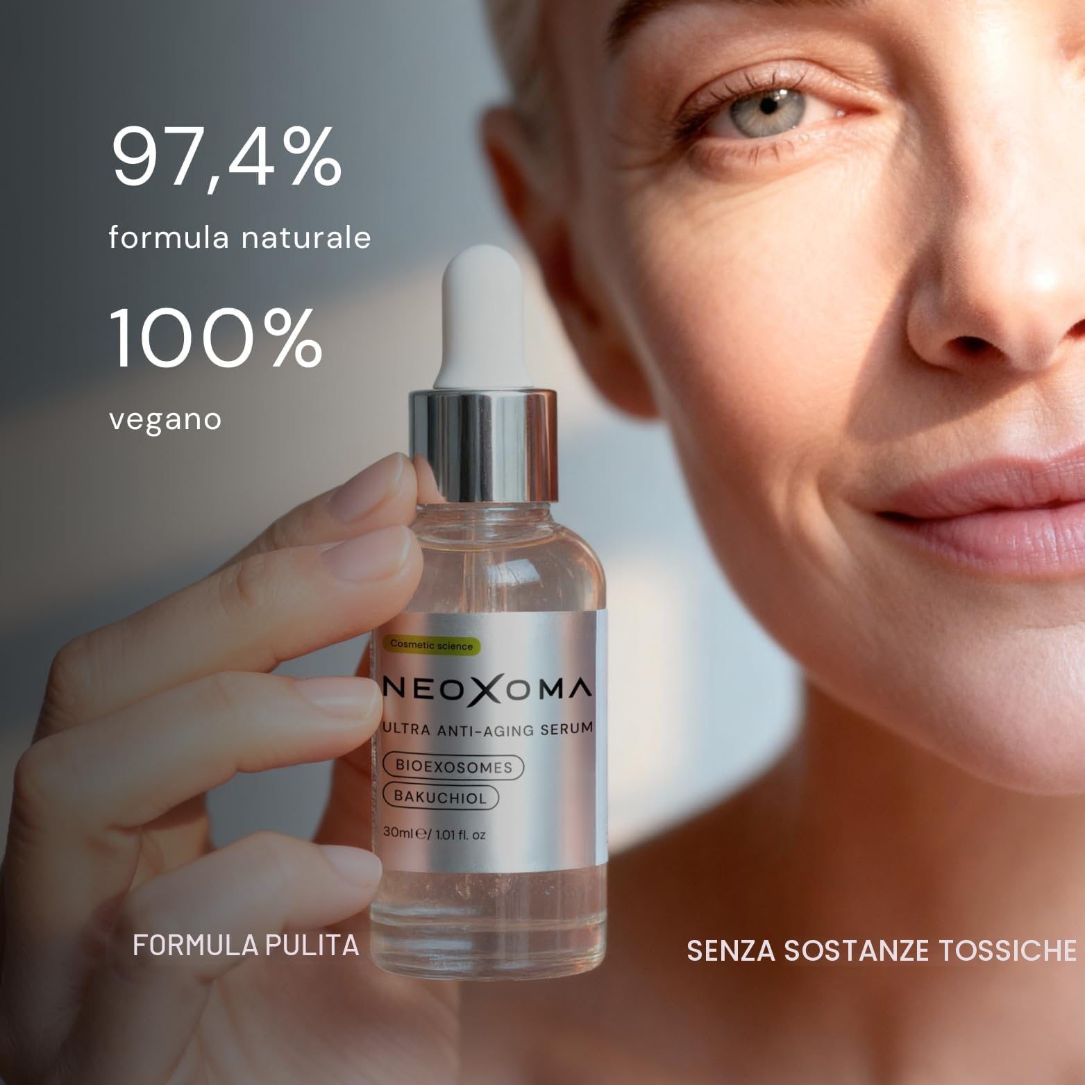 Siero Viso con Esosomi e Bakuchiol | Trattamento Viso Avanzato con Bioesosomi | Migliora l’Aspetto di Linee e Texture | Pelle Più Luminosa e dall’Aspetto Più Tonico | Formula Vegana 30ml