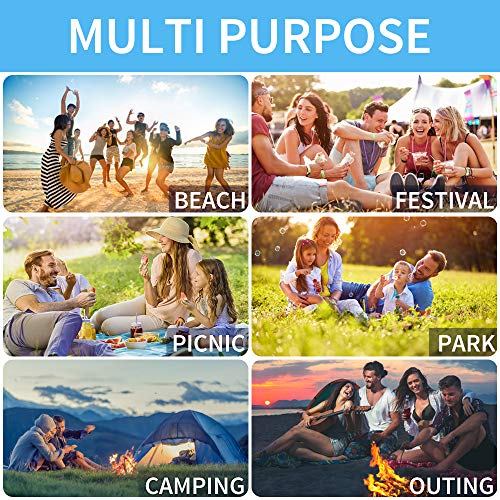 AlphaBeing Sand Free Beach Blanket - 9' X 10' Oversized Sand Proof Mat with 4 Anchor Loops & Metal Stakes - Outdoor Picnic Blanket Ground Cover for Camping, Hiking, Travel and Music Festivals