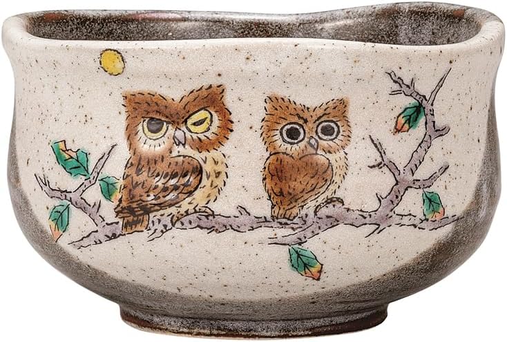 Kutani Yakiwataya Matcha Bowl, Owl K9-856