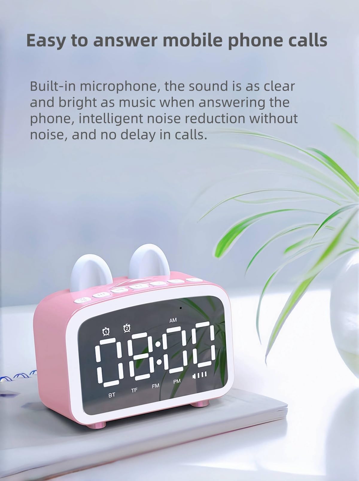 Sveglia Bluetooth con radio, orologi digitali con altoparlante Bluetooth, sveglia da comodino, luce notturna, lettore musicale con scheda TF, regalo per amici/bambini (WH)