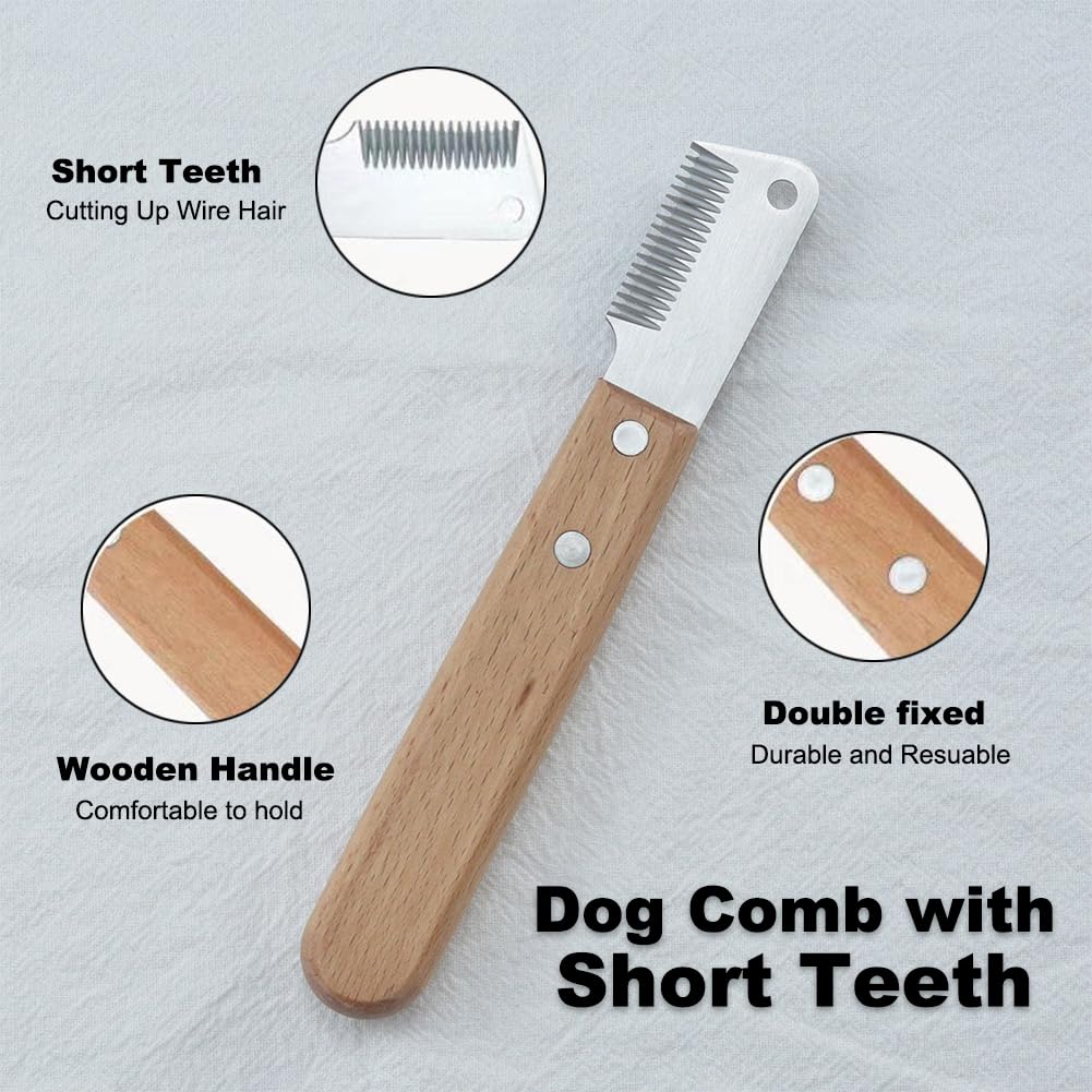 West Highland White Terrier Hair Removal Comb Set, Stainless Steel Dog Comb with Short Teeth for Cutting Up Wire Hair, Stainless Steel Dog Comb with Long Teeth for Grooming Soft Hair