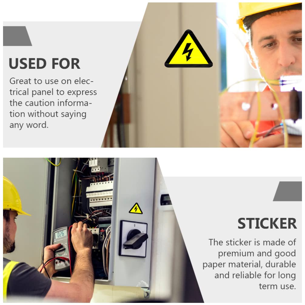 Tofficu Lot de 20 Étiquettes Autocollantes Jaunes de Précaution pour Panneaux Électriques, Adhésif Résistant Symbole de Danger Haute Tension pour Chantier et Domicile