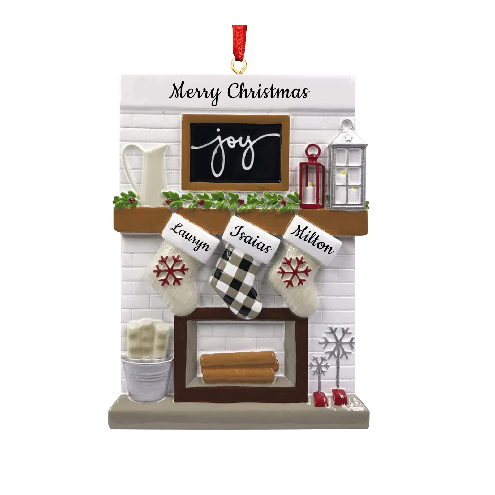 Adornos navideños con Nombre Personalizado 2024 Chimenea Familia de 2/3/4/5/6 Nombre de Familia Personalizado para Decoraciones de árboles de Navidad Adorno Familiar Personalizado de Año Nuevo