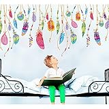 Kaimao Colorful Creative Dream Catcher Feathers Wall Stickers Art Decal Murals Removable Wallpapers for Home Decoration