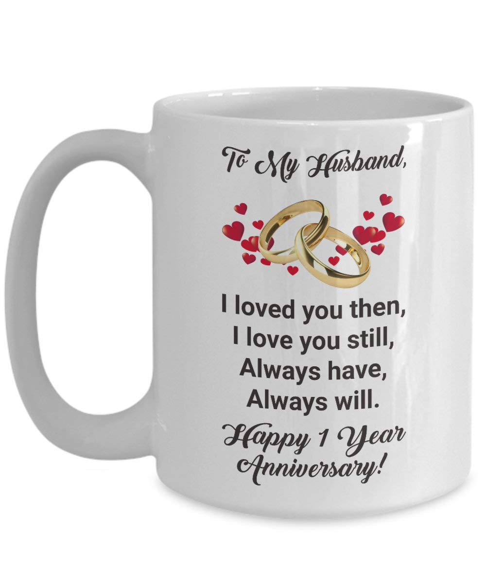 Funny 1 Year Anniversary Gift For Husband 1 Year Wedding Anniversary Gift For Him 1st Anniversary Gifts For Men One Year Anniversary Husband, 11 Oz, White