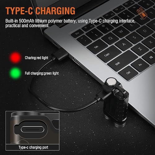 Miniatura 9 de V3 Mini linterna de bolsillo EDC recargable brillante 900LM LED llavero linterna con imán y luz azul UV roja, IP65 impermeable y 12 modos de luz