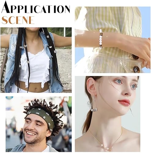 Miniatura 7 de NBEADS 180 cuentas de pelo africano de 12 estilos, cuentas de pelo plateado antiguo, cuentas europeas de estilo tibetano, cuentas de barba de