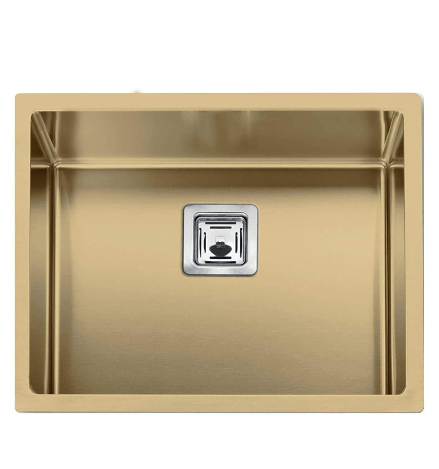 VACLIX Handmade Kitchen Sink || 24'' x 18'' x 10'' GOLD || Stainless Steel Single Bowl Handmade Kitchen Sink || Gold Color MATT Finish With 304 Grade Stainless Steel