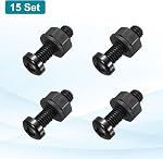 MECCANIXITY 15 Set M6x20mm Nylon PA66 Plastic Cross Round Head Screw Phillips Bolts Hex Nuts Flat Washers Assortment Kit, Metric Full Thread Bolt Fasteners for DIY Machine Assembly, Black