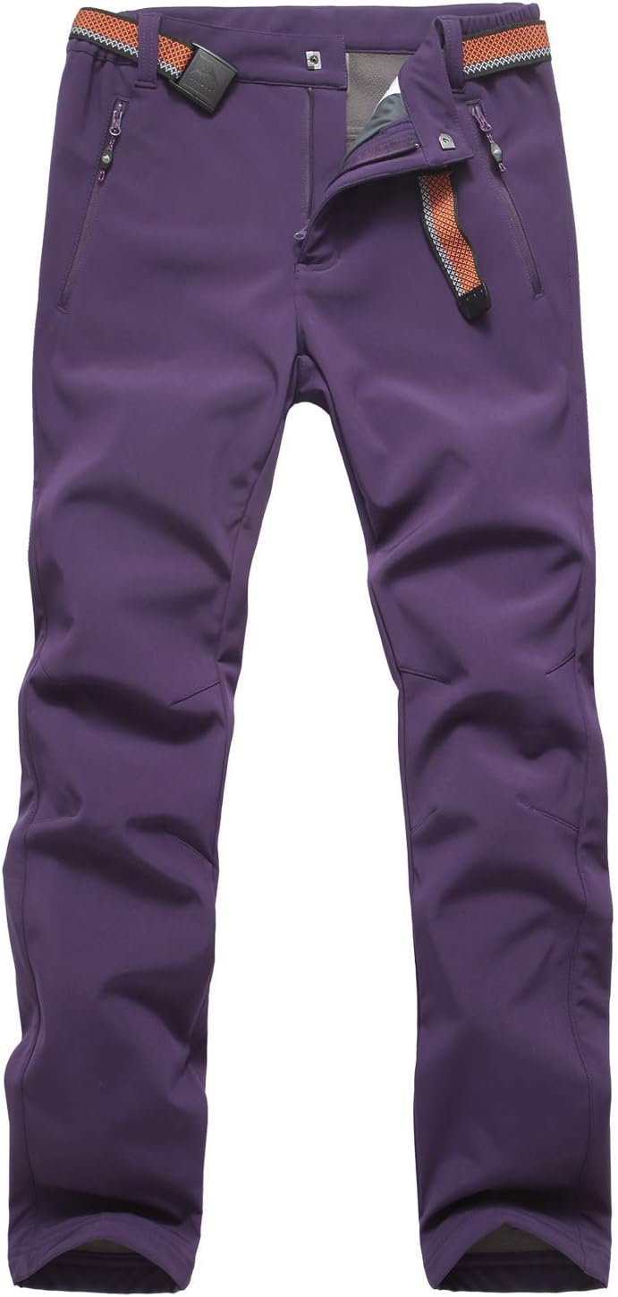 JOMLUN Women's Outdoor Windproof Waterproof Hiking Mountain Ski Pants Soft Shell Fleece Lined Trouser