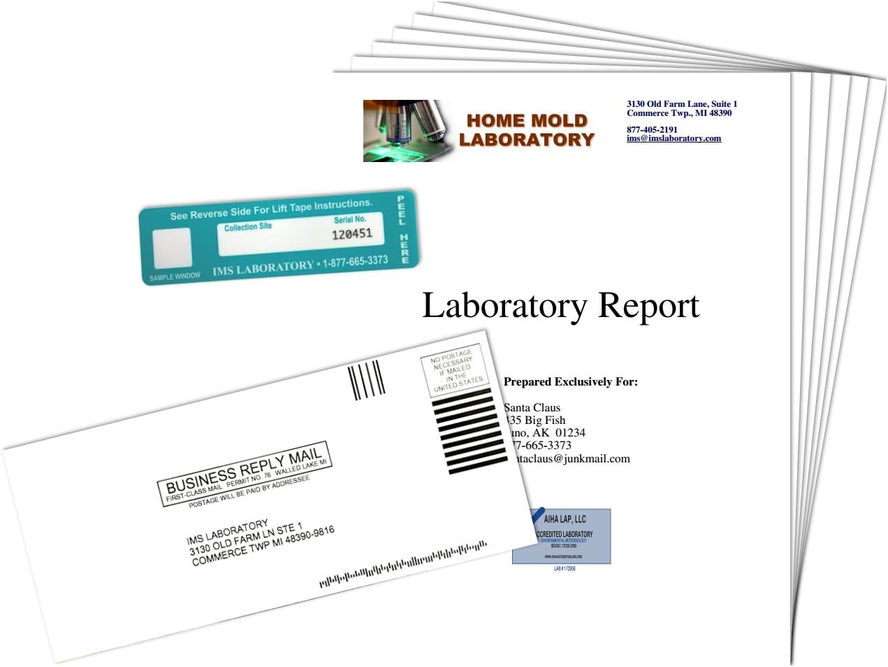 Lift Tape Mold Analysis Kit includes Postage, Lab Fees and Telephone Consultation
