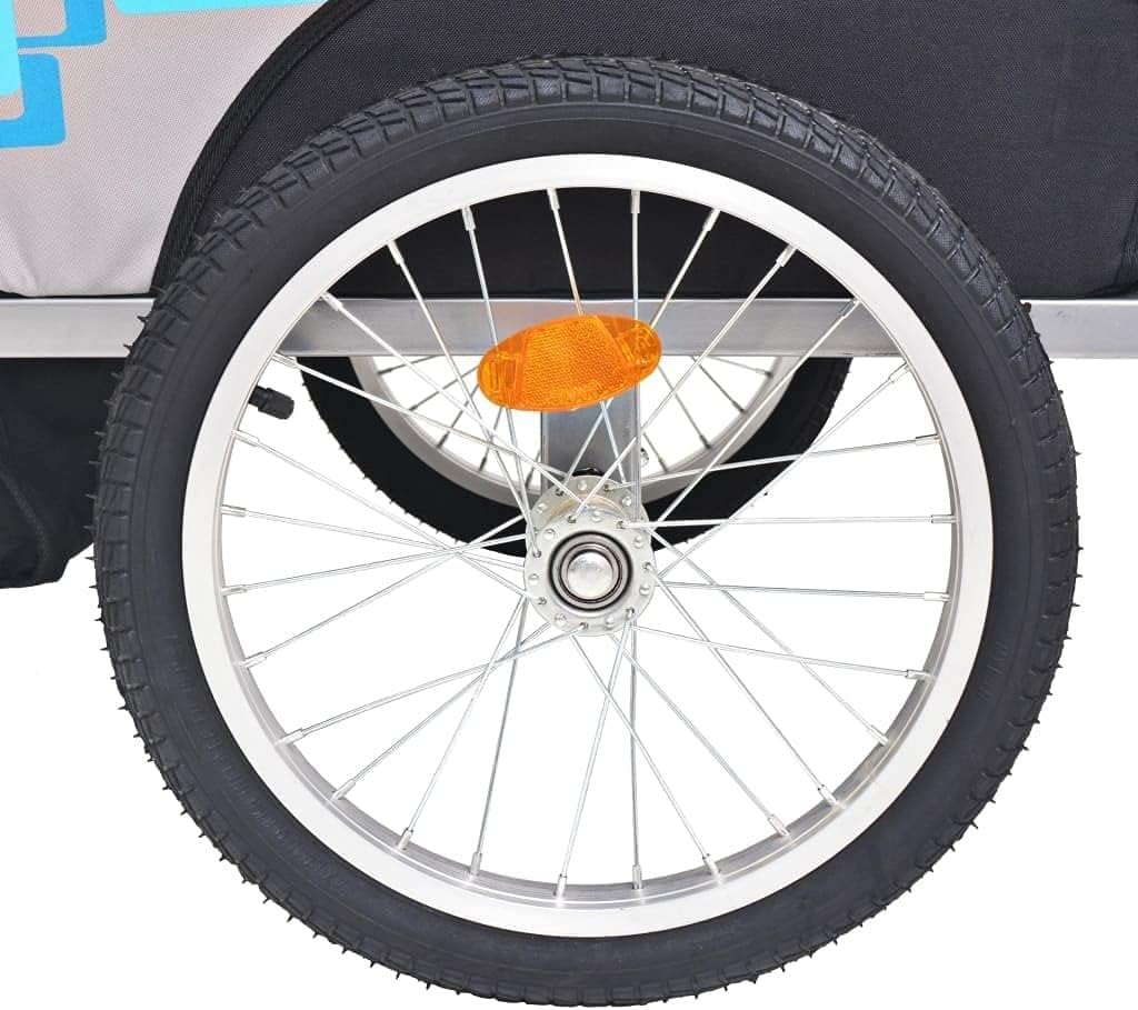 Kids Bike Trailer Heavy-Duty Steel Frame Cycling Kids' Bicycle Trailer ，Sporting Outdoor Cycling Storage Cart ，mesh Screen ，Quick Release Hitch ，Grey and Blue 30 Kg