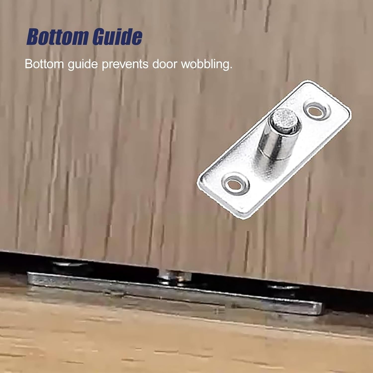 Zestaw akcesoriów do drzwi przesuwnych Premium montowany na górze do paneli drewnianych o grubości 1,9 cm - 2,3 cm, aluminiowy mini podwójny tor z prowadnicą zapobiegającą kołysaniu (srebrny 1,2 m